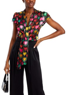 Alice + Olivia Alice and Olivia Jeannie Printed Tie Front Top