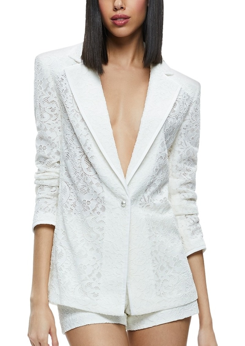 Alice + Olivia Alice and Olivia Judith Sheer Lace One Button Blazer