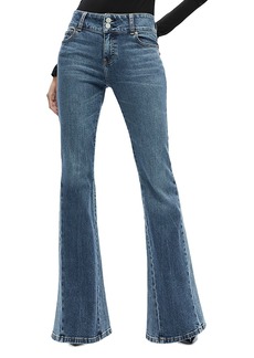 Alice + Olivia Alice and Olivia Stacy Godets Low Rise Flare Leg Jeans in True Blues Dark
