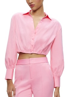 Alice + Olivia Alice and Olivia Trudy Cropped Pleated Blouse