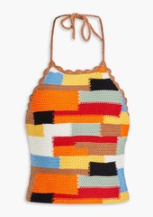 Alice + Olivia Alice Olivia - Yessinia crochet knit cotton and wool-blend halterneck top - Multicolor - XL