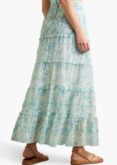 Alice + Olivia Alice Olivia - Aisha tiered printed broderie anglaise voile maxi skirt - Blue - L