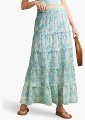 Alice + Olivia Alice Olivia - Aisha tiered printed broderie anglaise voile maxi skirt - Blue - L