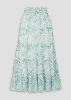 Alice + Olivia Alice Olivia - Aisha tiered printed broderie anglaise voile maxi skirt - Blue - XS