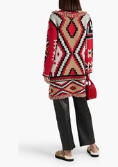 Alice + Olivia Alice Olivia - Astrid fringed jacquard-knit cardigan - Red - S