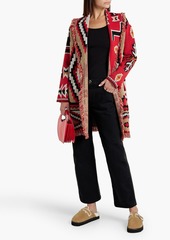 Alice + Olivia Alice Olivia - Astrid fringed jacquard-knit cardigan - Red - S