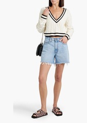 Alice + Olivia Alice Olivia - Ayden cropped cable-knit wool-blend sweater - White - XS