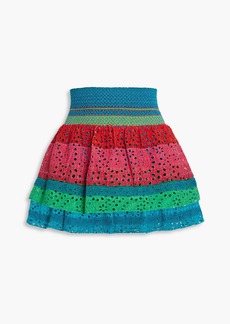 Alice + Olivia Alice Olivia - Bethie tiered broderie anglaise cotton mini skirt - Multicolor - US 12