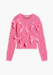 Alice + Olivia Alice Olivia - Beau bow-embellished cable-knit sweater - Pink - XL