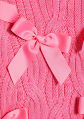 Alice + Olivia Alice Olivia - Beau bow-embellished cable-knit sweater - Pink - M