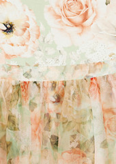 Alice + Olivia Alice Olivia - Chara flared floral-print silk-organza and jersey mini dress - Orange - US 8