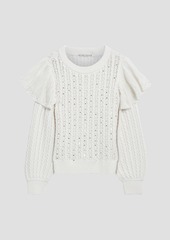 Alice + Olivia Alice Olivia - Rosi ruffled cable-knit wool-blend sweater - White - XS