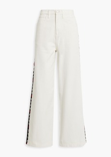 Alice + Olivia Alice Olivia - Embroidered high-rise wide-leg jeans - White - 24