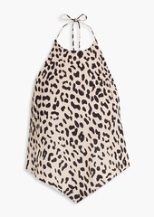 Alice + Olivia Alice Olivia - Frenchie leopard-print crepe de chine halterneck top - Animal print - L