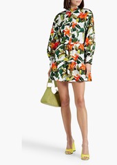 Alice + Olivia Alice Olivia - Cailin floral-print cotton-blend poplin mini dress - Green - XS