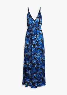 Alice + Olivia Alice Olivia - Satin-paneled floral-print chiffon maxi dress - Blue - US 6