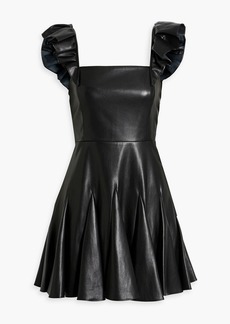 Alice + Olivia Alice Olivia - Ginny ruffled faux leather mini dress - Black - US 0