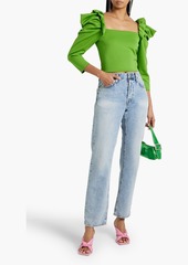 Alice + Olivia Alice Olivia - Genny cropped gathered stretch-knit top - Green - US 0