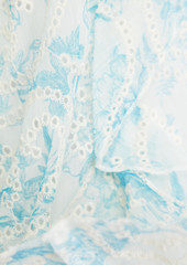 Alice + Olivia Alice Olivia - Jocelyn ruffled floral-print broderie anglaise mini dress - Blue - US 6