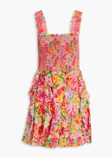 Alice + Olivia Alice Olivia - Jocelyn smocked floral-print cotton and silk-blend voile mini dress - Pink - US 8