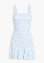 Alice + Olivia Alice Olivia - Kaidra ruffled embroidered cotton mini dress - Blue - US 10