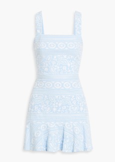 Alice + Olivia Alice Olivia - Kaidra ruffled embroidered cotton mini dress - Blue - US 2