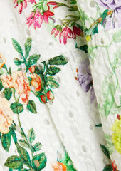 Alice + Olivia Alice Olivia - Kristie smocked floral-print broderie anglaise mini dress - Green - US 8