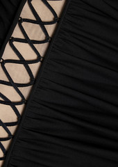 Alice + Olivia Alice Olivia - Siriana lace-up ruched stretch-jersey mini dress - Black - US 0