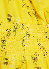 Alice + Olivia Alice Olivia - Lai smocked floral-print cotton and silk-blend voile mini dress - Yellow - US 8
