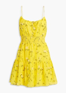 Alice + Olivia Alice Olivia - Lai smocked floral-print cotton and silk-blend voile mini dress - Yellow - US 8