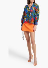 Alice + Olivia Alice Olivia - Lang gathered floral-print cotton and silk-blend voile shirt - Blue - XS