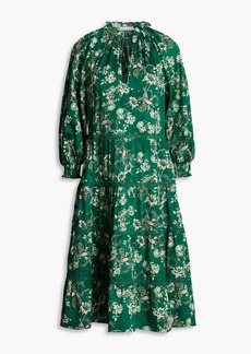 Alice + Olivia Alice Olivia - Layla tiered floral-print cotton-blend sateen midi dress - Green - M
