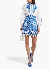 Alice + Olivia Alice Olivia - Loryn tasseled embroidered cotton-voile mini shirt dress - Blue - US 2