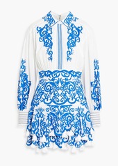 Alice + Olivia Alice Olivia - Loryn tasseled embroidered cotton-voile mini shirt dress - Blue - US 2