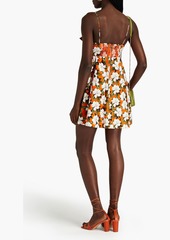 Alice + Olivia Alice Olivia - Melvina cutout floral-print linen-blend mini dress - Orange - US 12