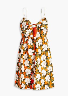 Alice + Olivia Alice Olivia - Melvina cutout floral-print linen-blend mini dress - Orange - US 4