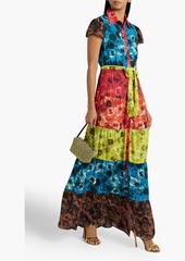 Alice + Olivia Alice Olivia - Miranda tiered floral-print chiffon maxi shirt dress - Blue - US 0