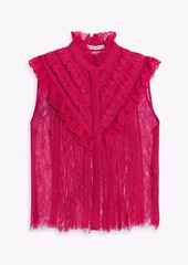 Alice + Olivia Alice Olivia - Rheba ruffled lace top - Purple - XL