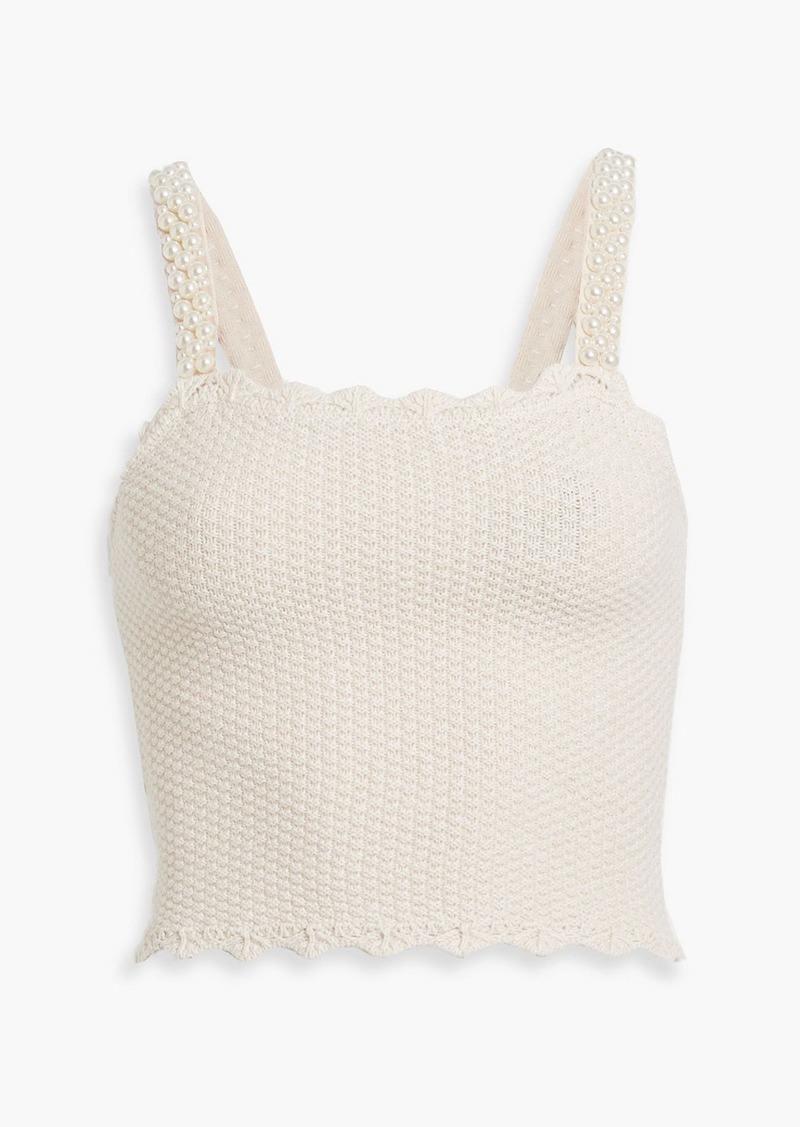 Alice + Olivia Alice Olivia - Sid cropped embellished crocheted cotton-blend top - White - XS