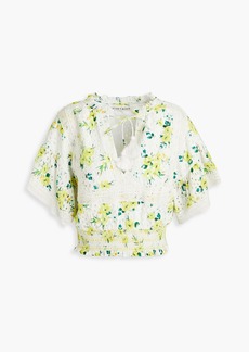 Alice + Olivia Alice Olivia - Tabitha smocked floral-print broderie anglaise cotton blouse - Yellow - S