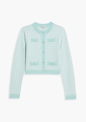 Alice + Olivia Alice Olivia - Tanna cropped houndstooth wool-blend cardigan - Blue - L