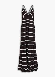 Alice + Olivia Alice Olivia - Karolina tiered striped crepe de chine maxi dress - Black - US 2