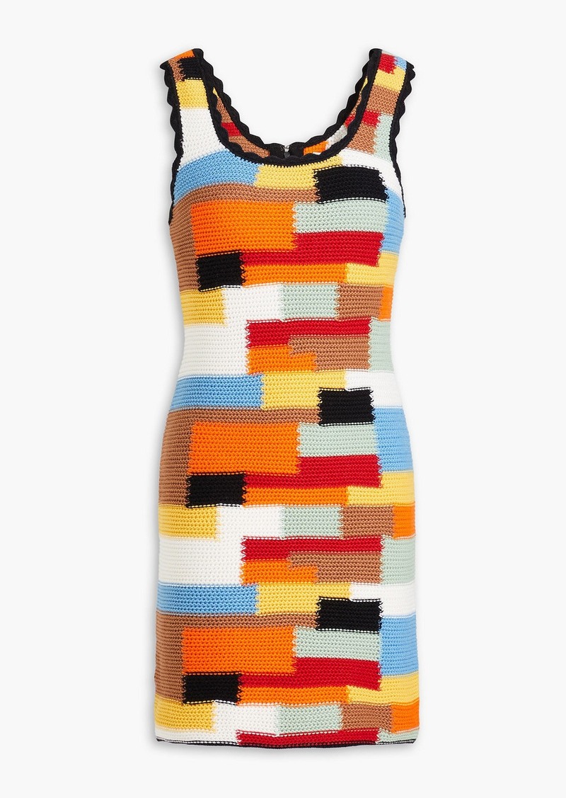 Alice + Olivia Alice Olivia - Veronique crocheted cotton and wool-blend mini dress - Multicolor - L
