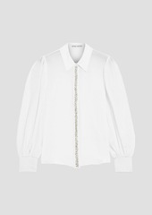 Alice + Olivia Alice Olivia - Willa crystal-embellished frayed silk crepe de chine shirt - White - XS