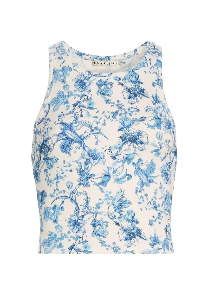 Alice + Olivia Allen Floral Stretch-Cotton Tank