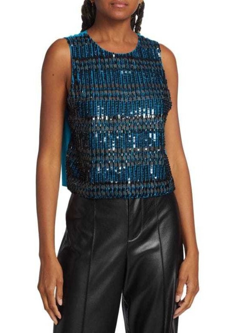 Alice + Olivia Amal Embell Beaded Tank Top