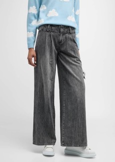 Alice + Olivia Anders Low-Rise Pleated Wide-Leg Jeans