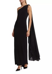 Alice + Olivia Anja Draped One-Shoulder Maxi Dress