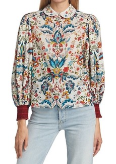 Alice + Olivia April Embroidered Floral Blouse