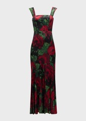 Alice + Olivia Arza Floral-Print Godet-Pleated Maxi Dress 